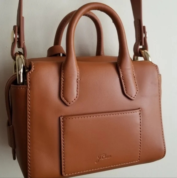 J.Crew - Harper Mini Satchel in Italian Leather |  Burnished Pecan Brown - Picture 7 of 14